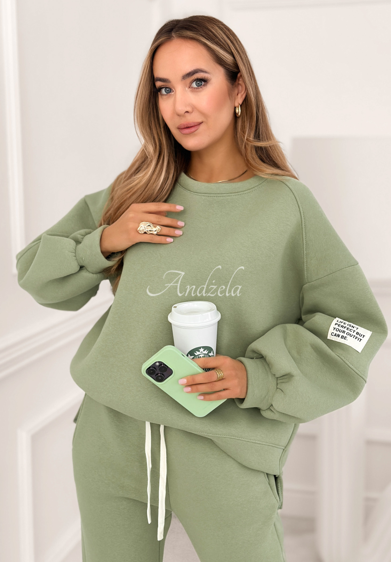 Fits Me Perfectly sage cotton tracksuit set