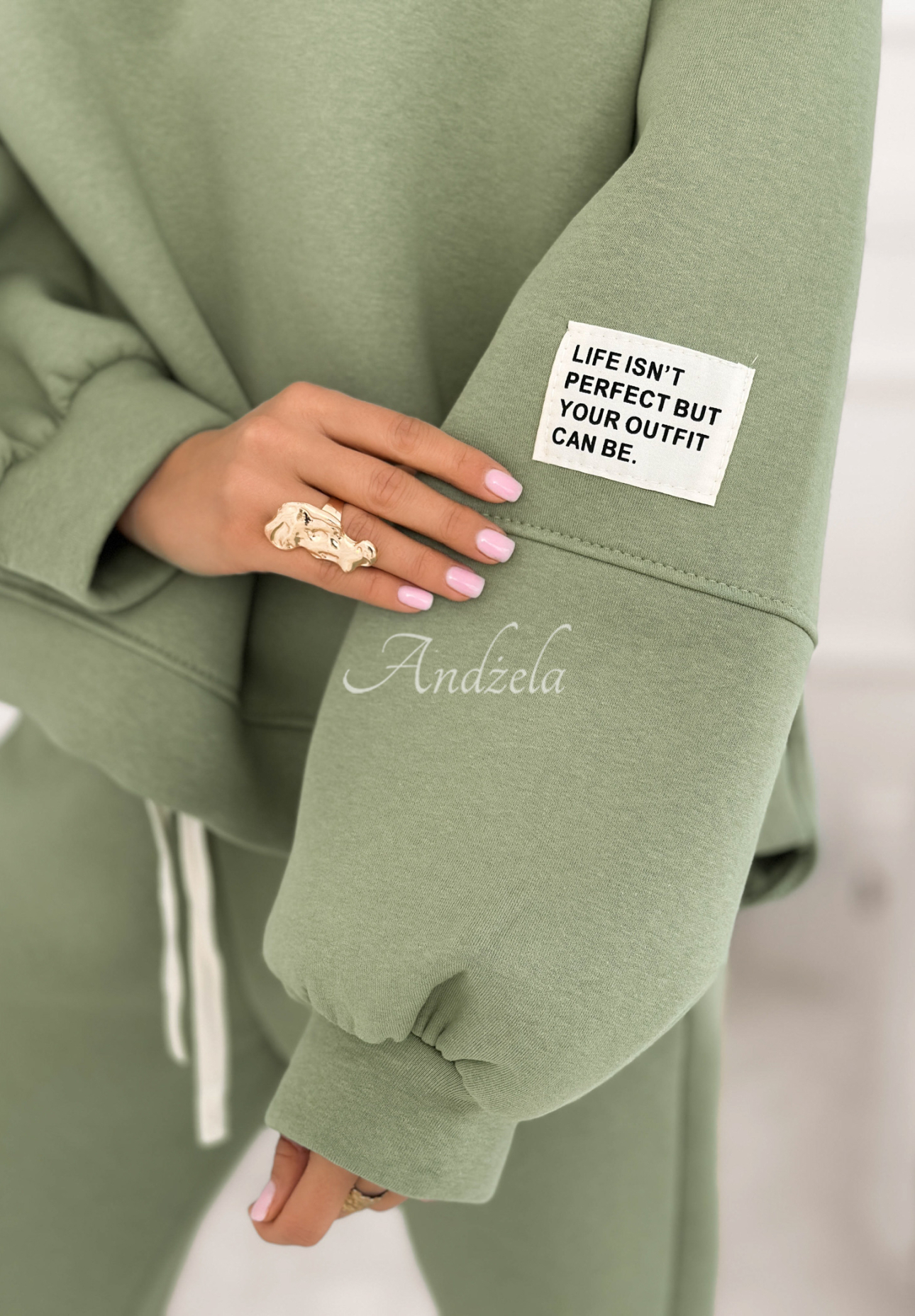 Fits Me Perfectly sage cotton tracksuit set