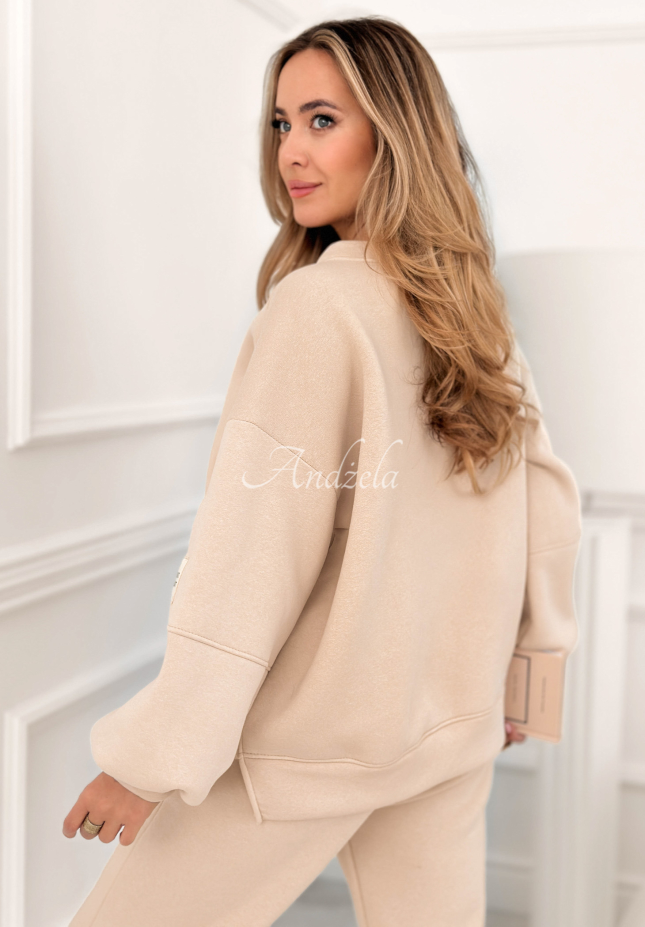 Bawełniany komplet dresowy Fits Me Perfectly beżowy