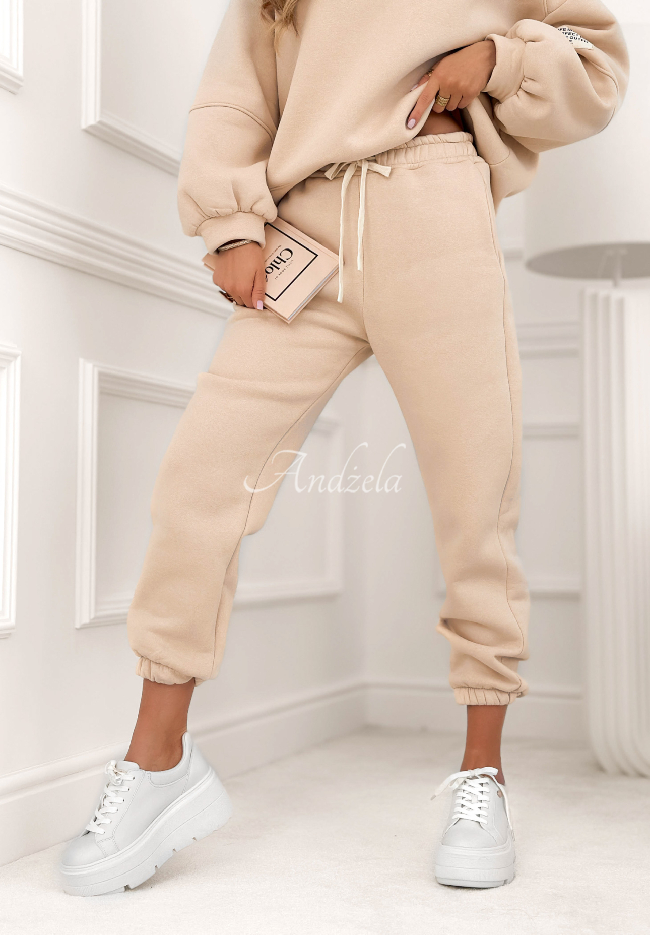 Fits Me Perfectly beige cotton tracksuit set