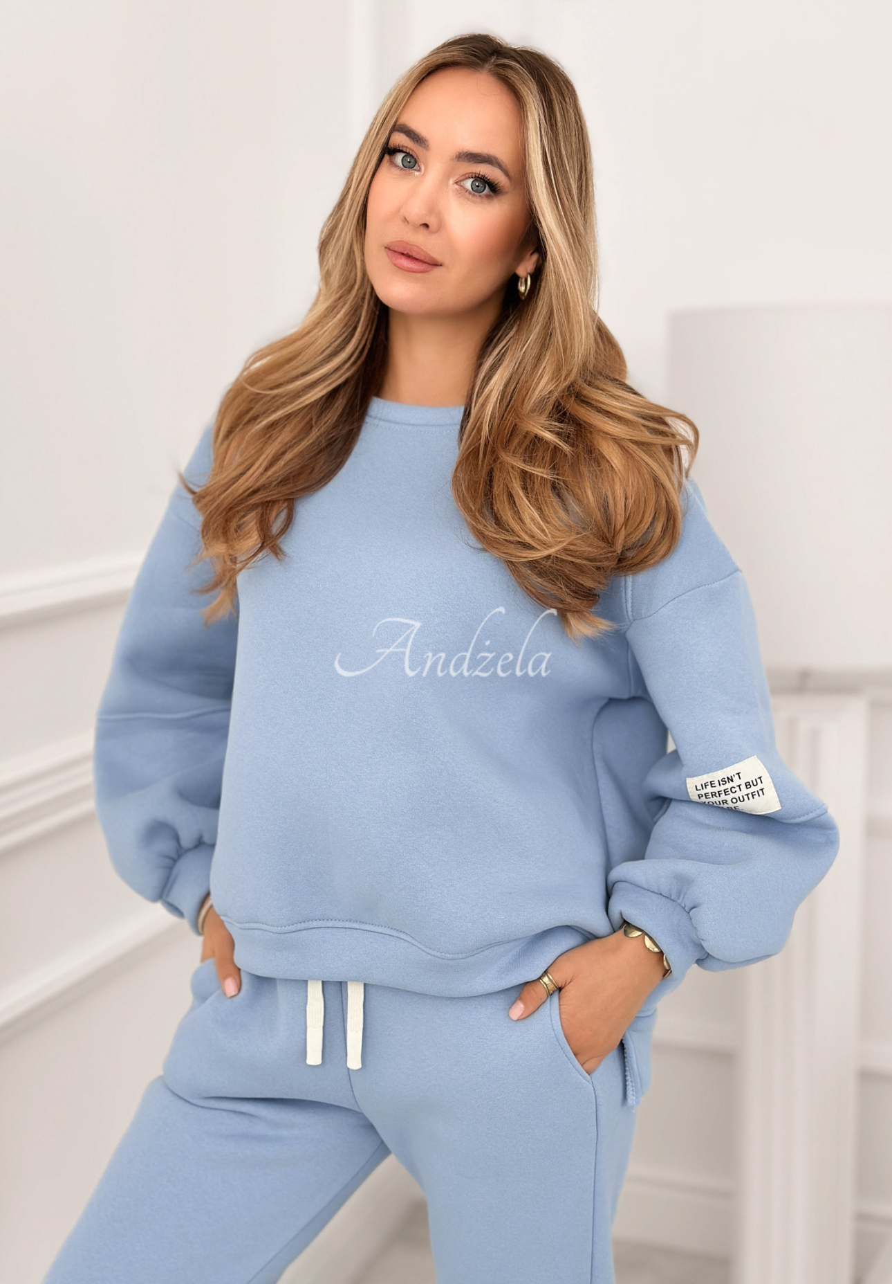 Fits Me Perfectly cotton tracksuit set, sky blue
