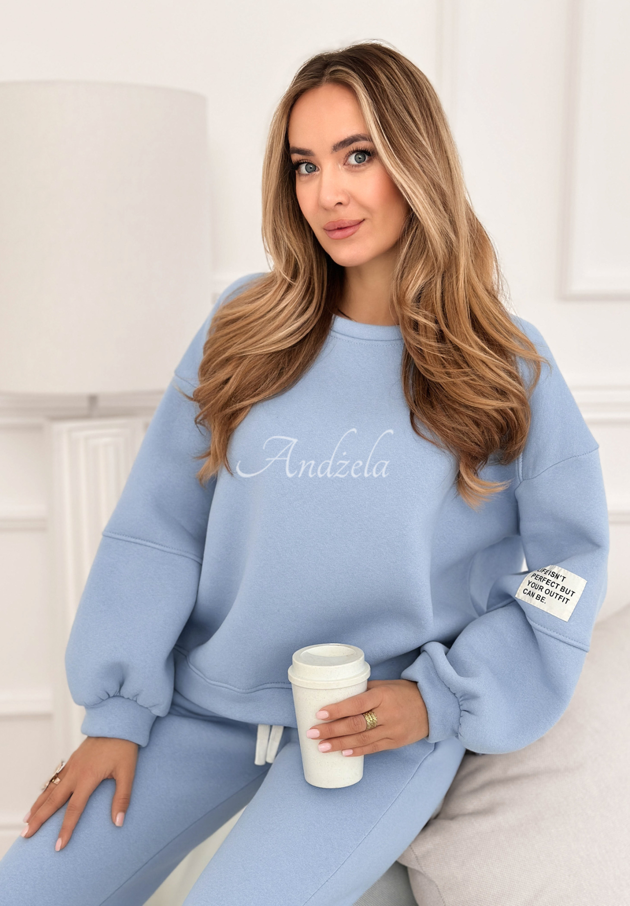 Fits Me Perfectly cotton tracksuit set, sky blue