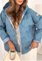 Krótka pikowana kurtka z kapturem Springtime Starts błękitna