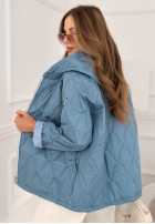 Krótka pikowana kurtka z kapturem Springtime Starts błękitna