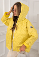 Krótka pikowana kurtka z kapturem Springtime Starts żółta