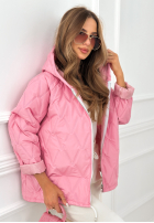 Krótka pikowana kurtka z kapturem Springtime Starts różowa