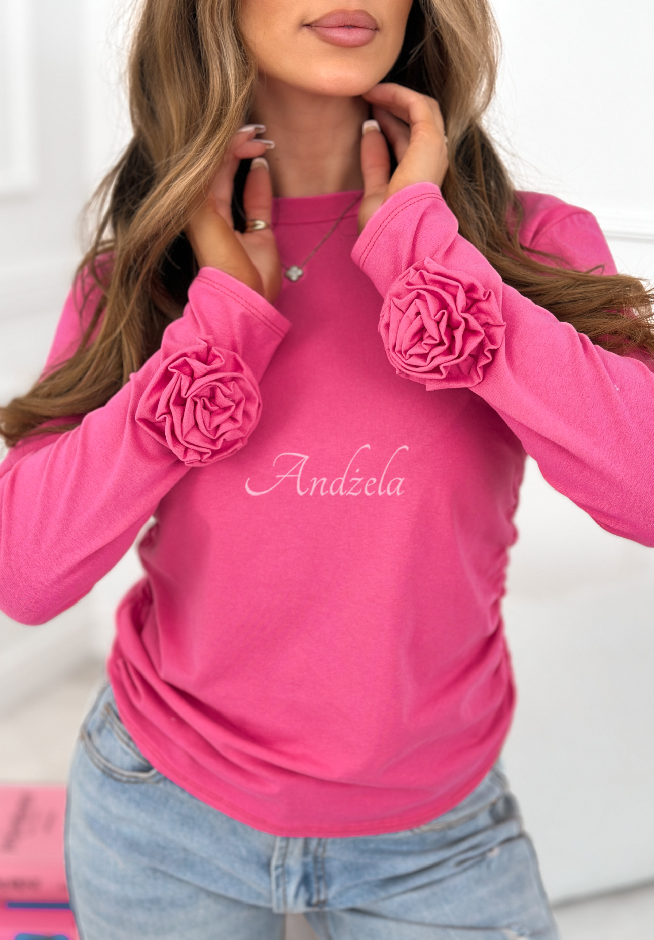 Cotton blouse with roses Come With Me pink