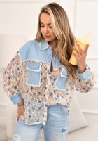 Jeansowa koszula z koronką New Melody niebiesko-biała