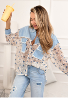 Jeansowa koszula z koronką New Melody niebiesko-biała