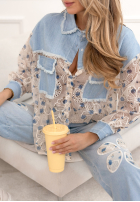 Jeansowa koszula z koronką New Melody niebiesko-biała