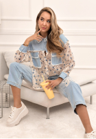 Jeansowa koszula z koronką New Melody niebiesko-biała