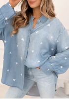 Jeansowa koszula w serduszka Sweet Little Hearts jasnoniebieska