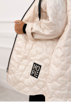 Długa pikowana kurtka z kapturem For The Season beżowa