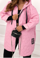 Długa pikowana kurtka z kapturem For The Season różowa