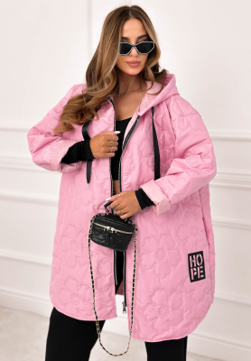 Long quilted jacket with hood For The Season pink