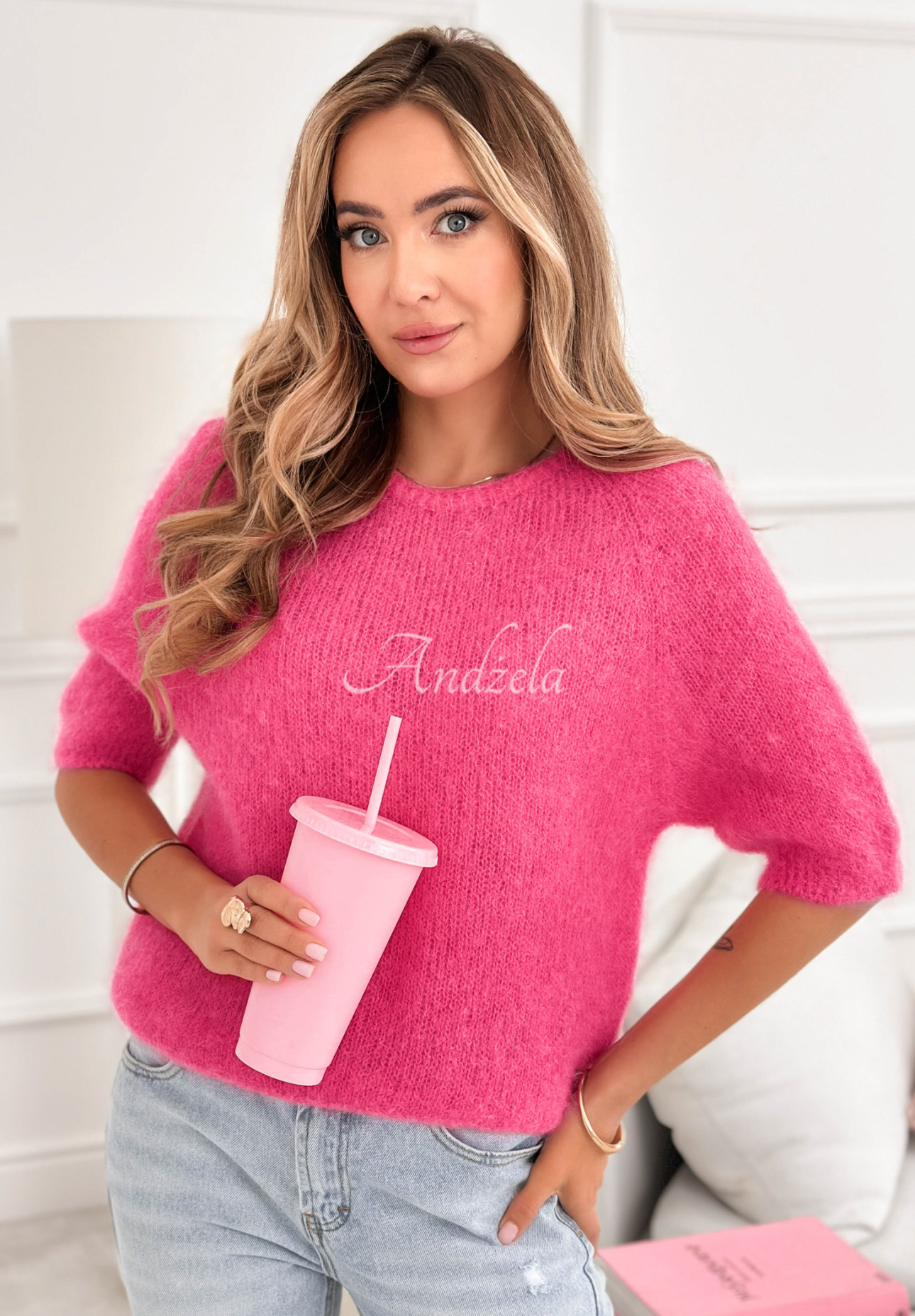 Soft mohair sweater One More Hug fuchsia
