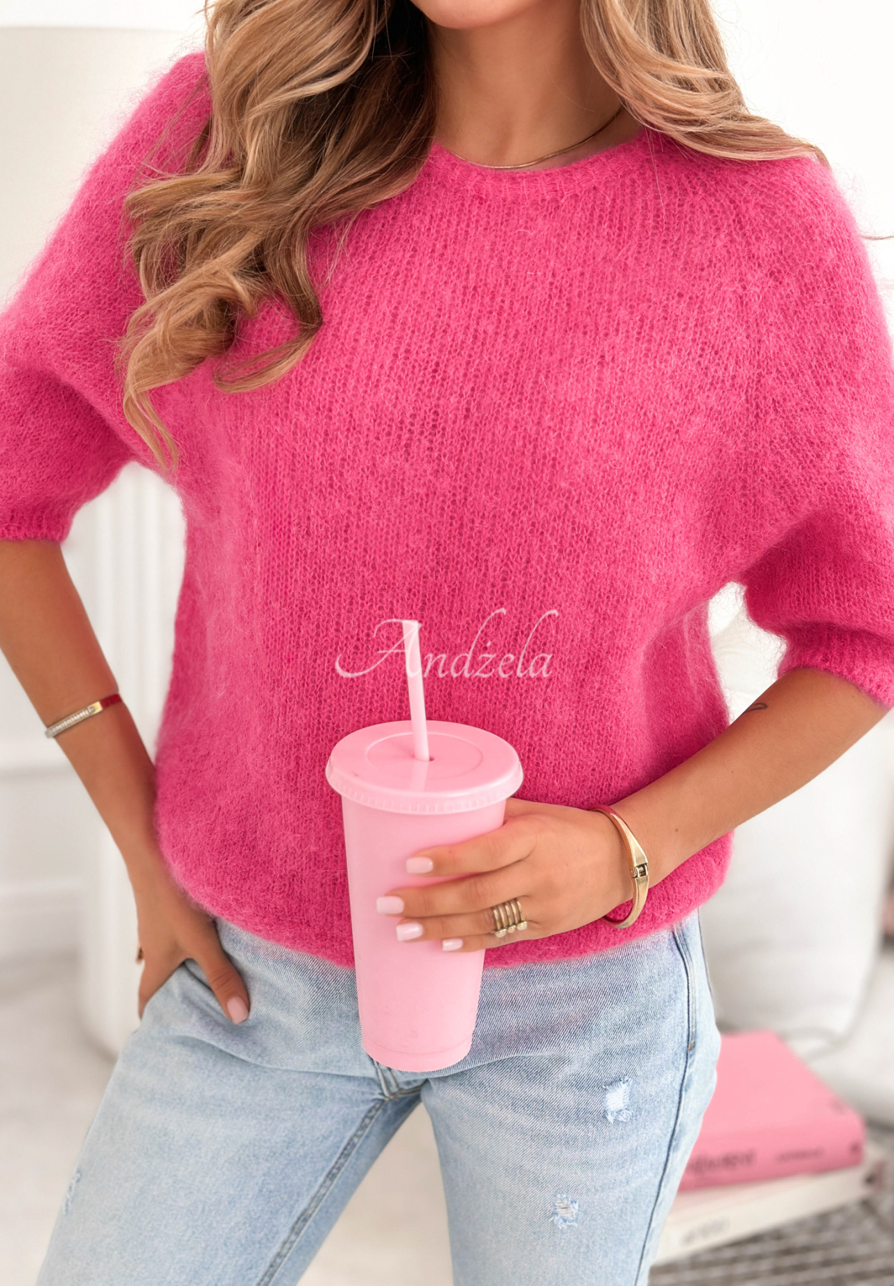 Soft mohair sweater One More Hug fuchsia