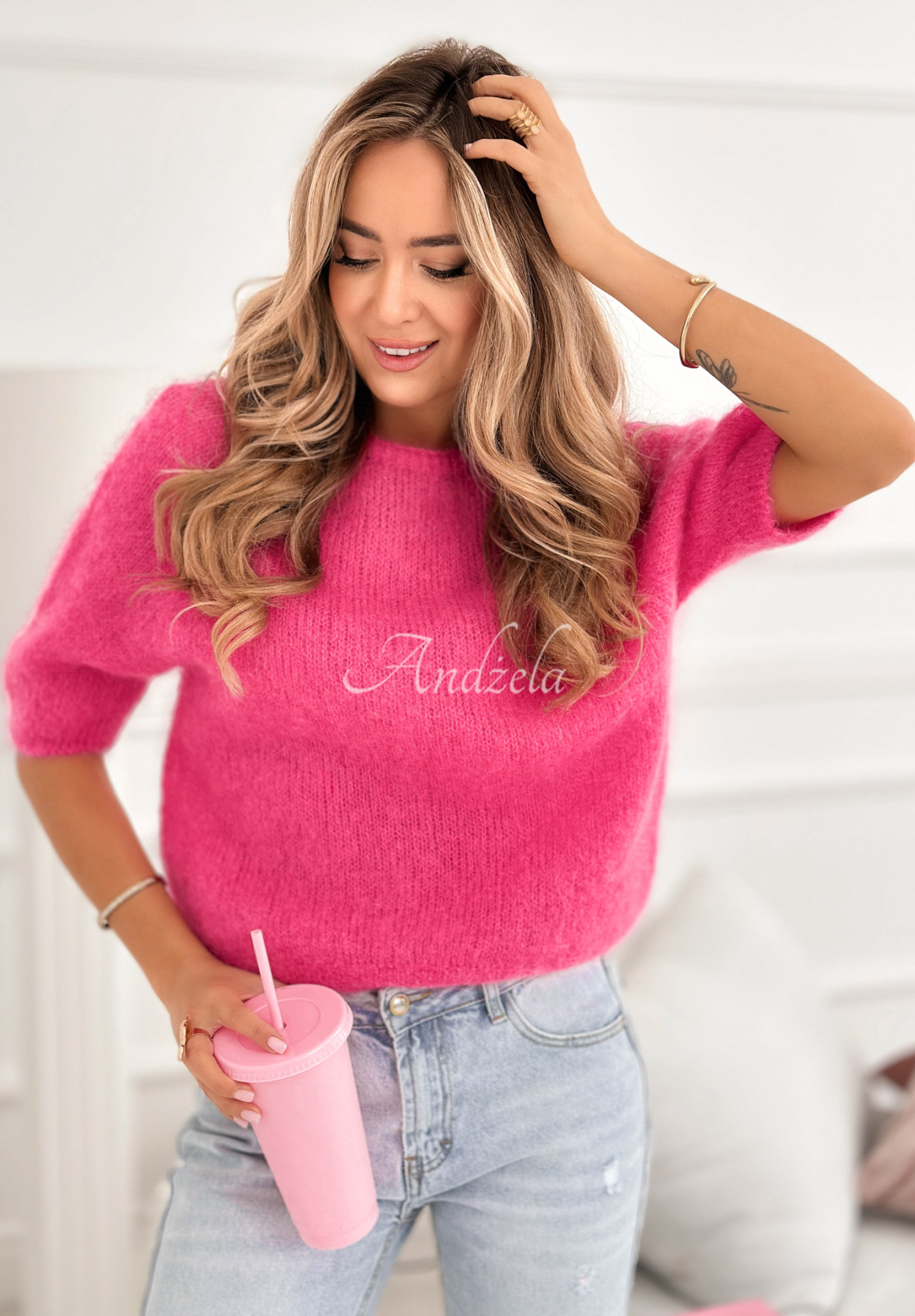 Soft mohair sweater One More Hug fuchsia