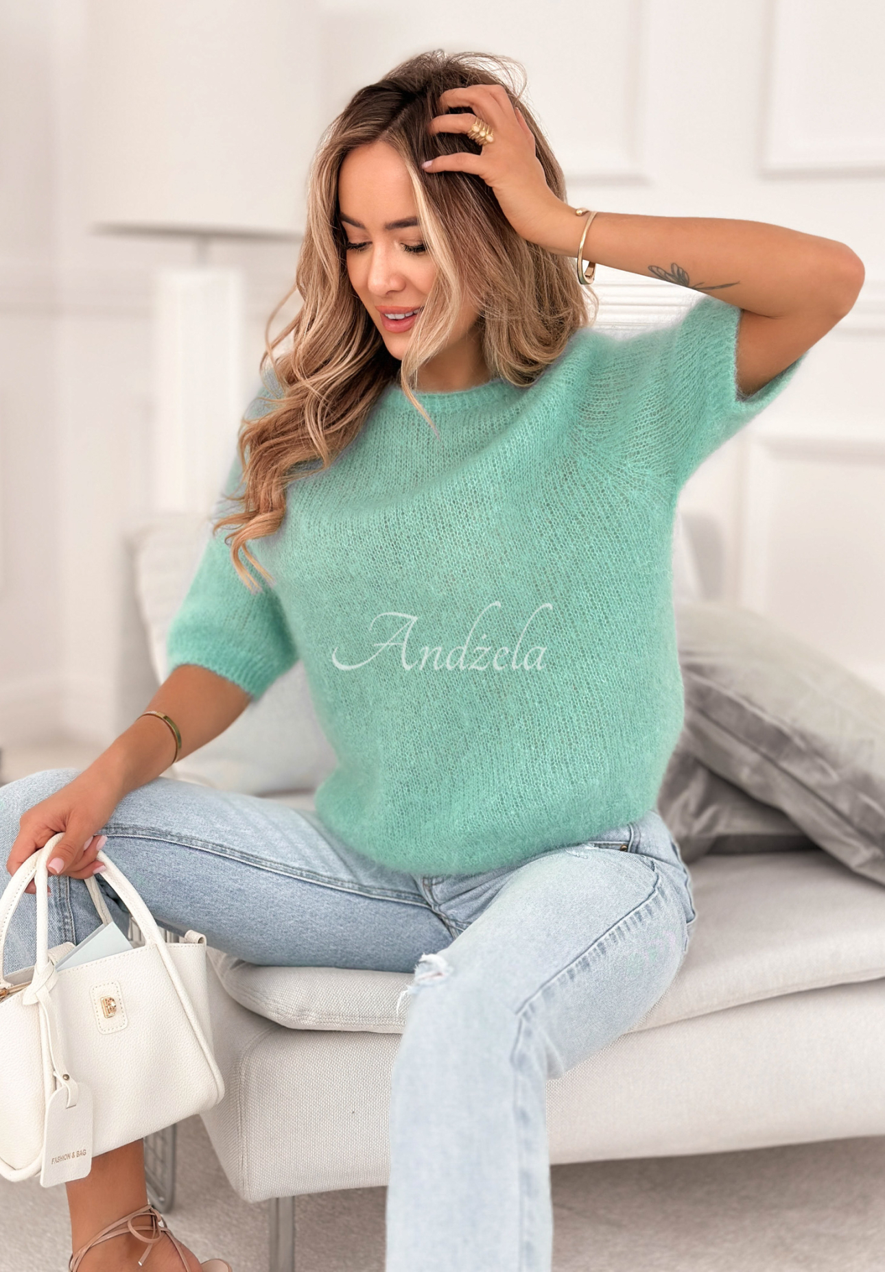 Soft mohair sweater One More Hug mint