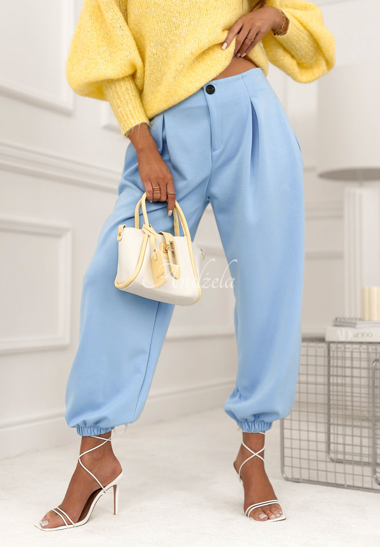 Viscose butterfly pants with cuffs What You Wanted sky blue