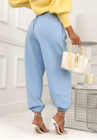 Materiałowe spodnie ze ściągaczami What You Wanted błękitne