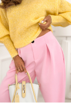 Materiałowe spodnie ze ściągaczami What You Wanted pudrowy róż