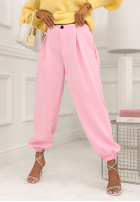 Materiałowe spodnie ze ściągaczami What You Wanted pudrowy róż