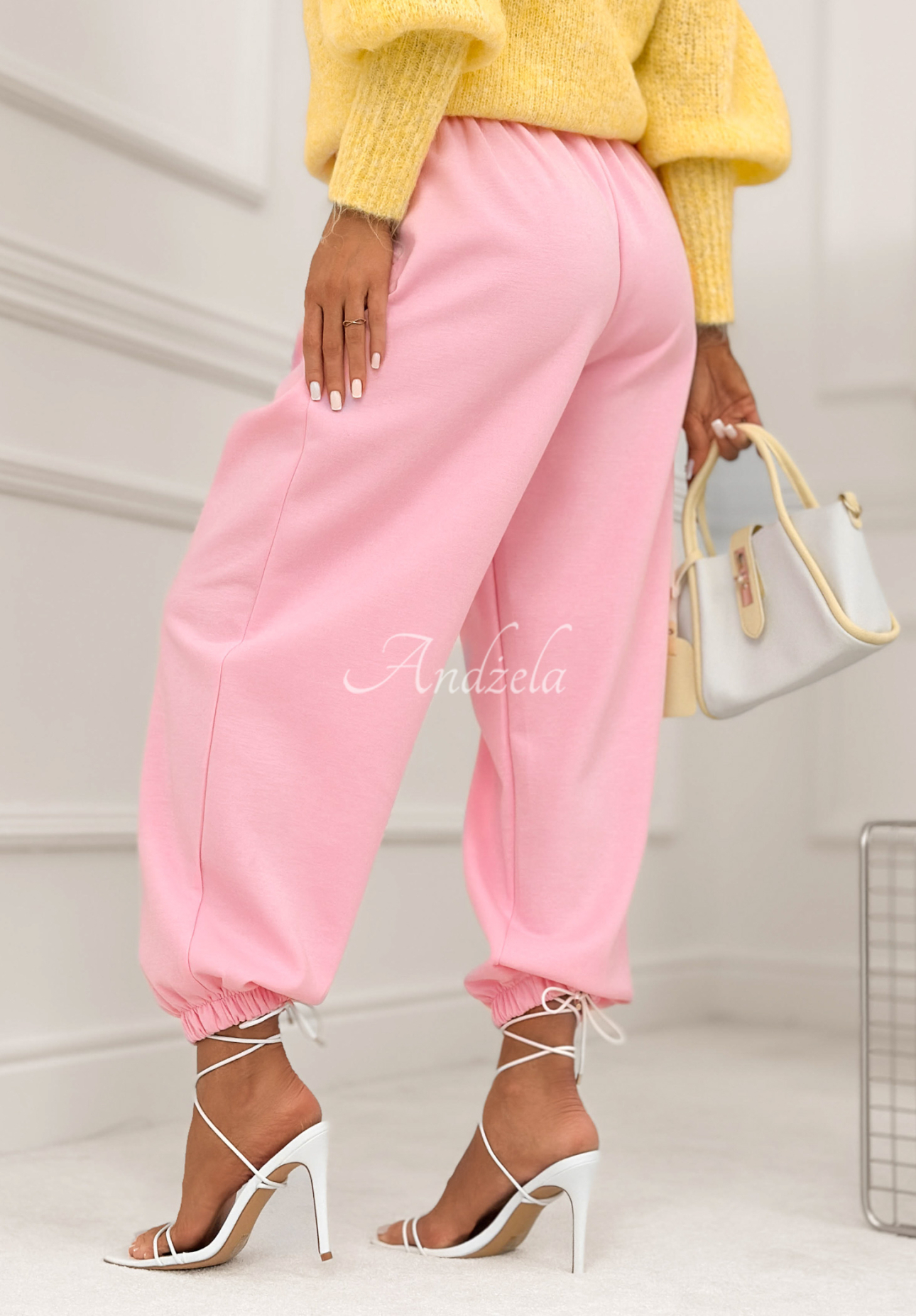 Viscose butter pants with cuffs What You Wanted powder pink