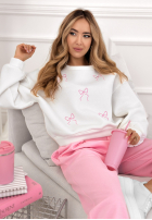 Bluza z haftowanymi kokardkami Bow Specials biała