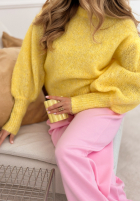 Miękki sweter z bufkami Colorful Clouds żółty