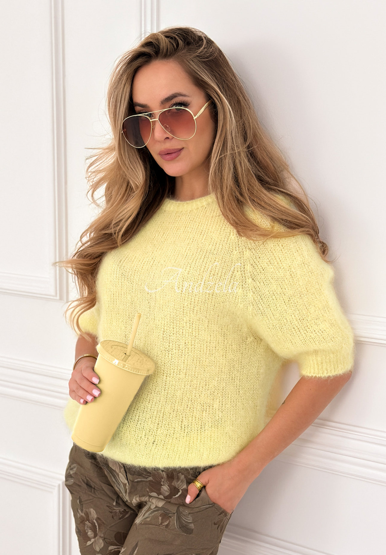 Soft mohair sweater One More Hug banana