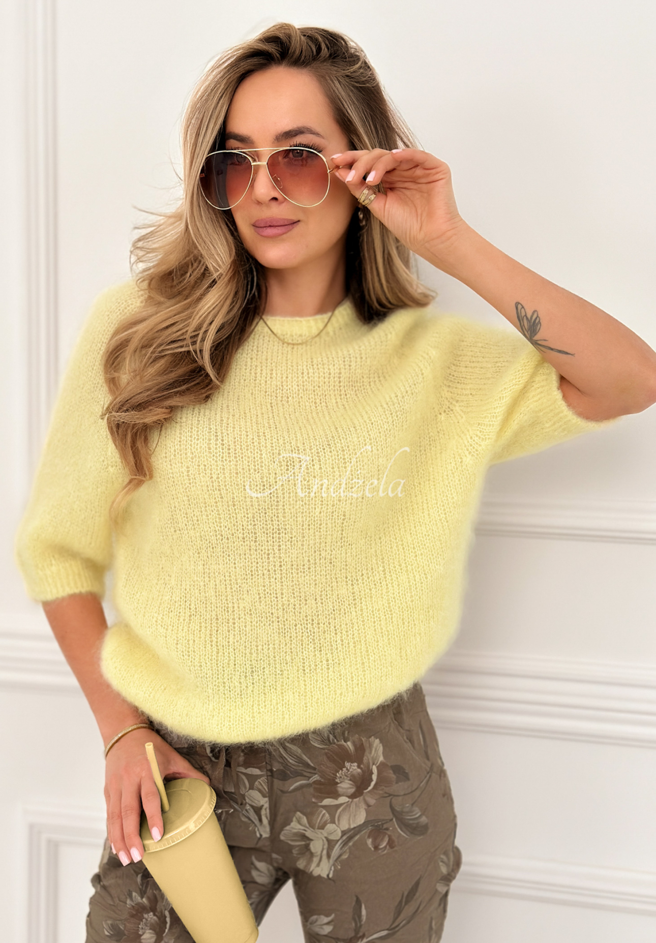 Soft mohair sweater One More Hug banana