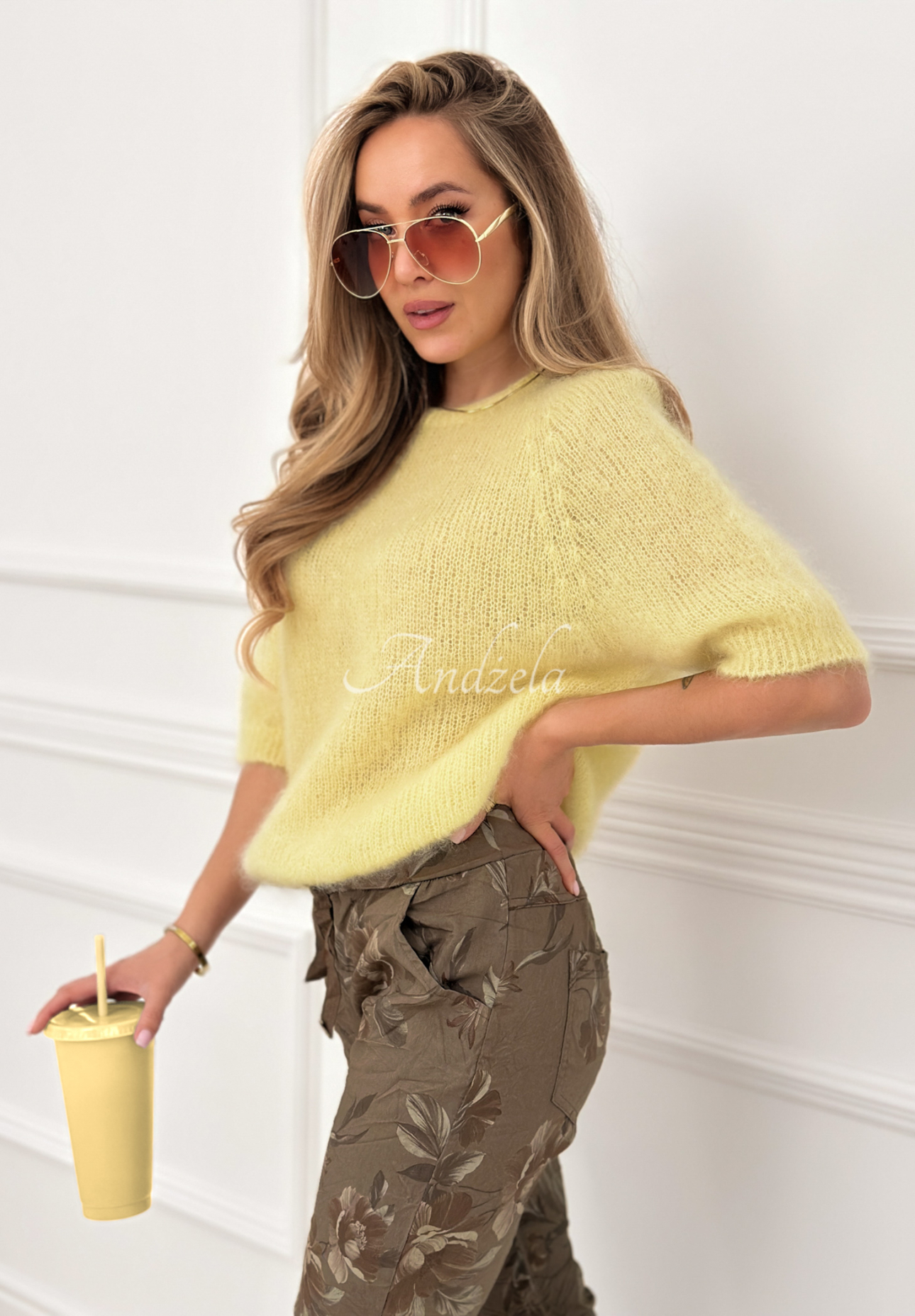 Soft mohair sweater One More Hug banana