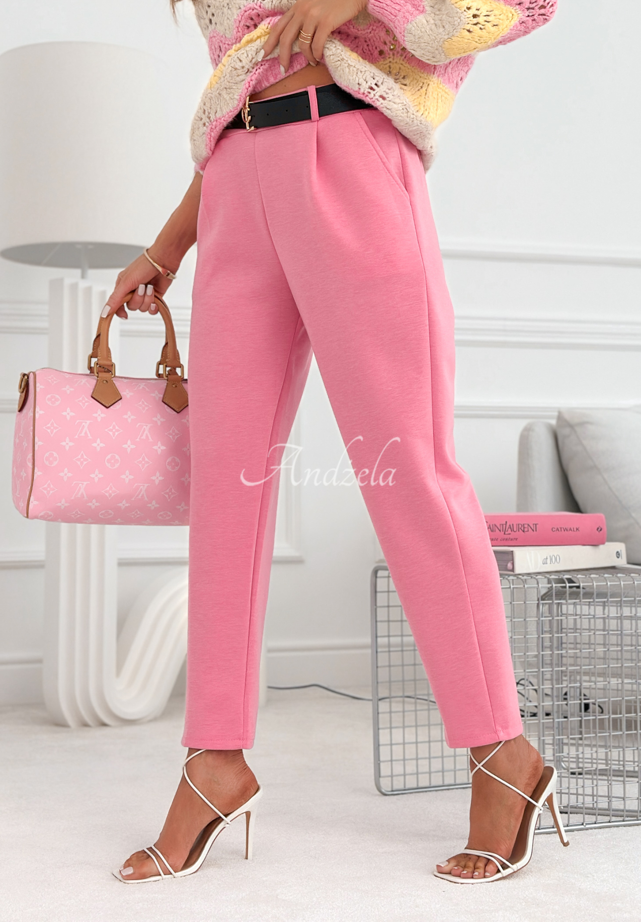 Charm City pink butter viscose cigarette pants