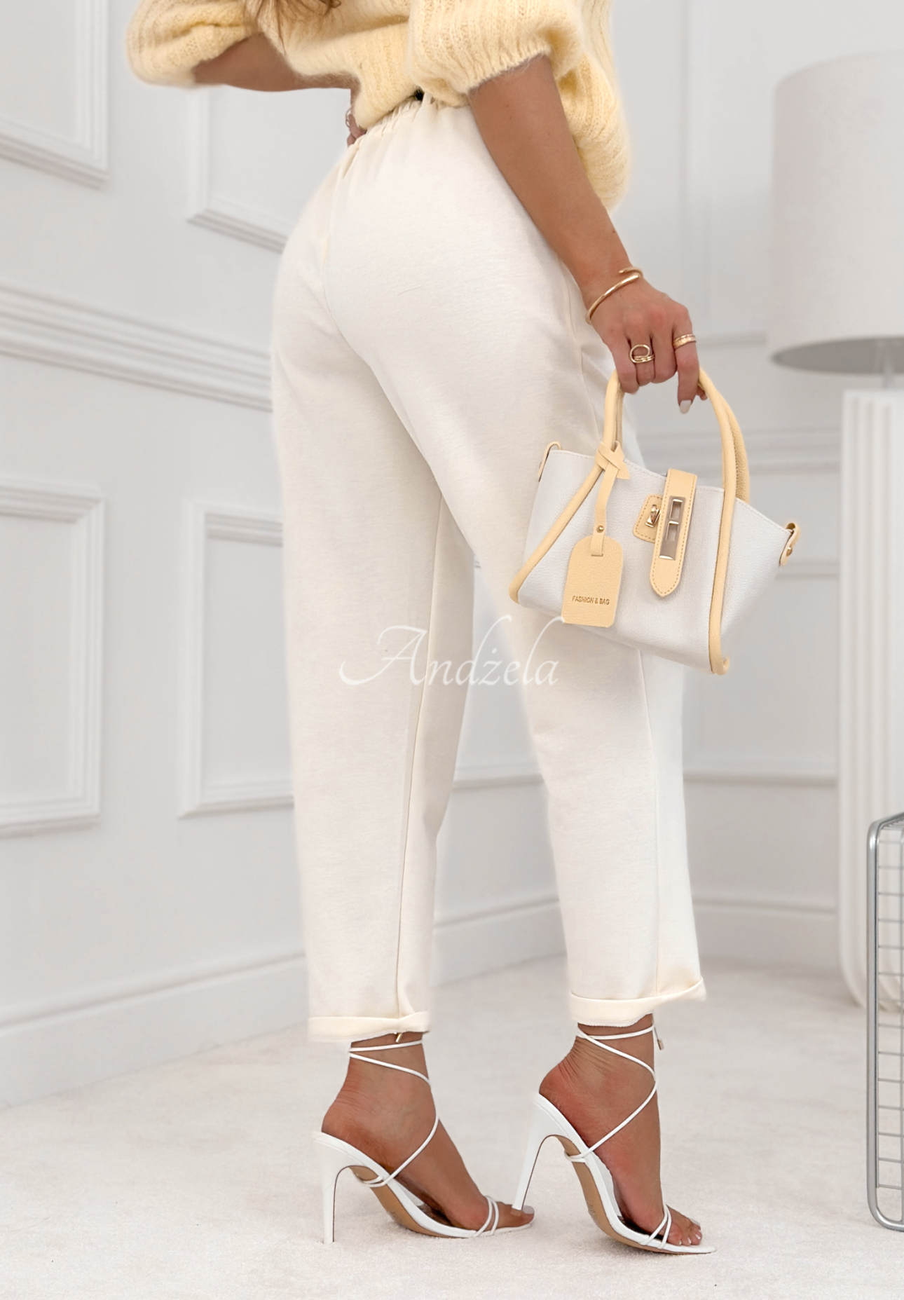 Charm City ecru butter viscose cigarette pants