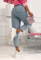 Spodnie jeansowe z gumką w pasie Don’t Even Ask niebieskie