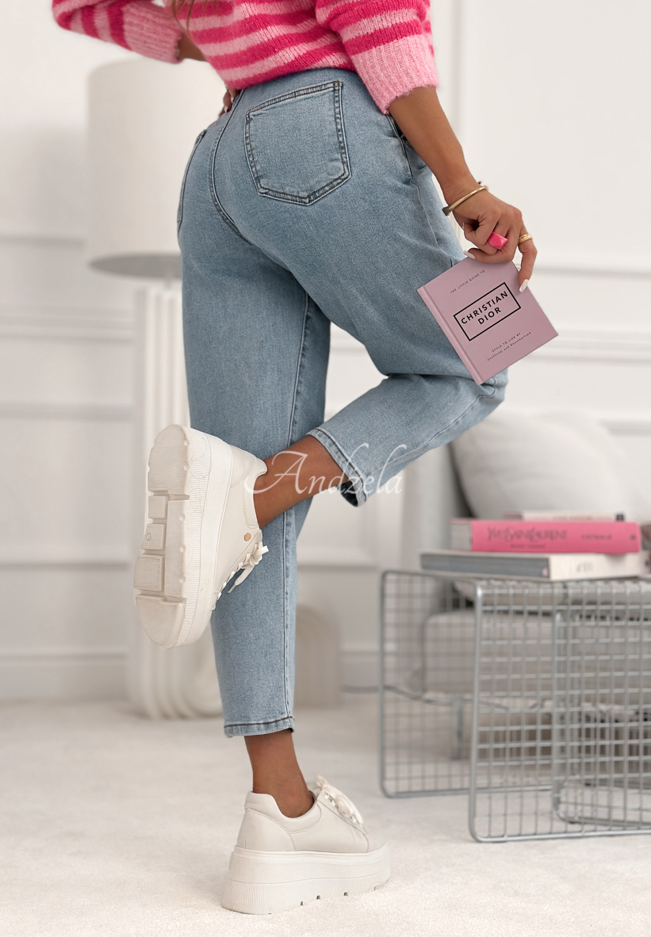 Mom fit jeans with elastic waistband Don’t Even Ask blue