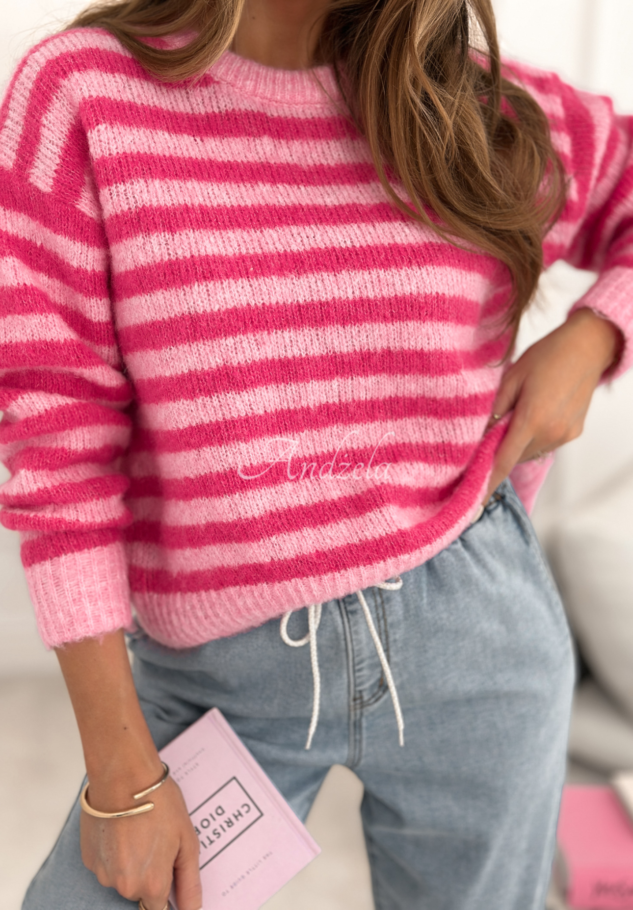 Candy Lines pink striped wool sweater