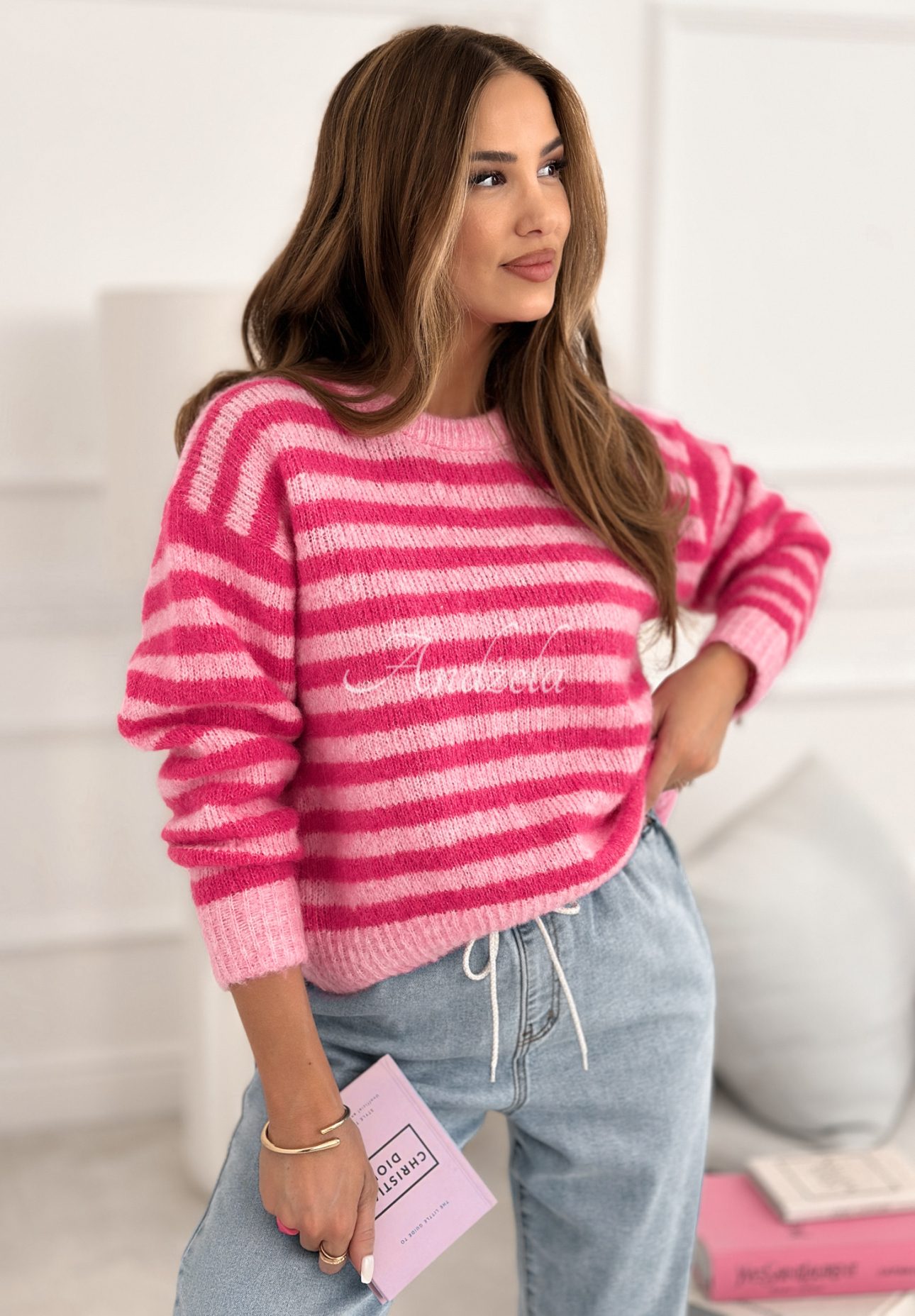 Candy Lines pink striped wool sweater