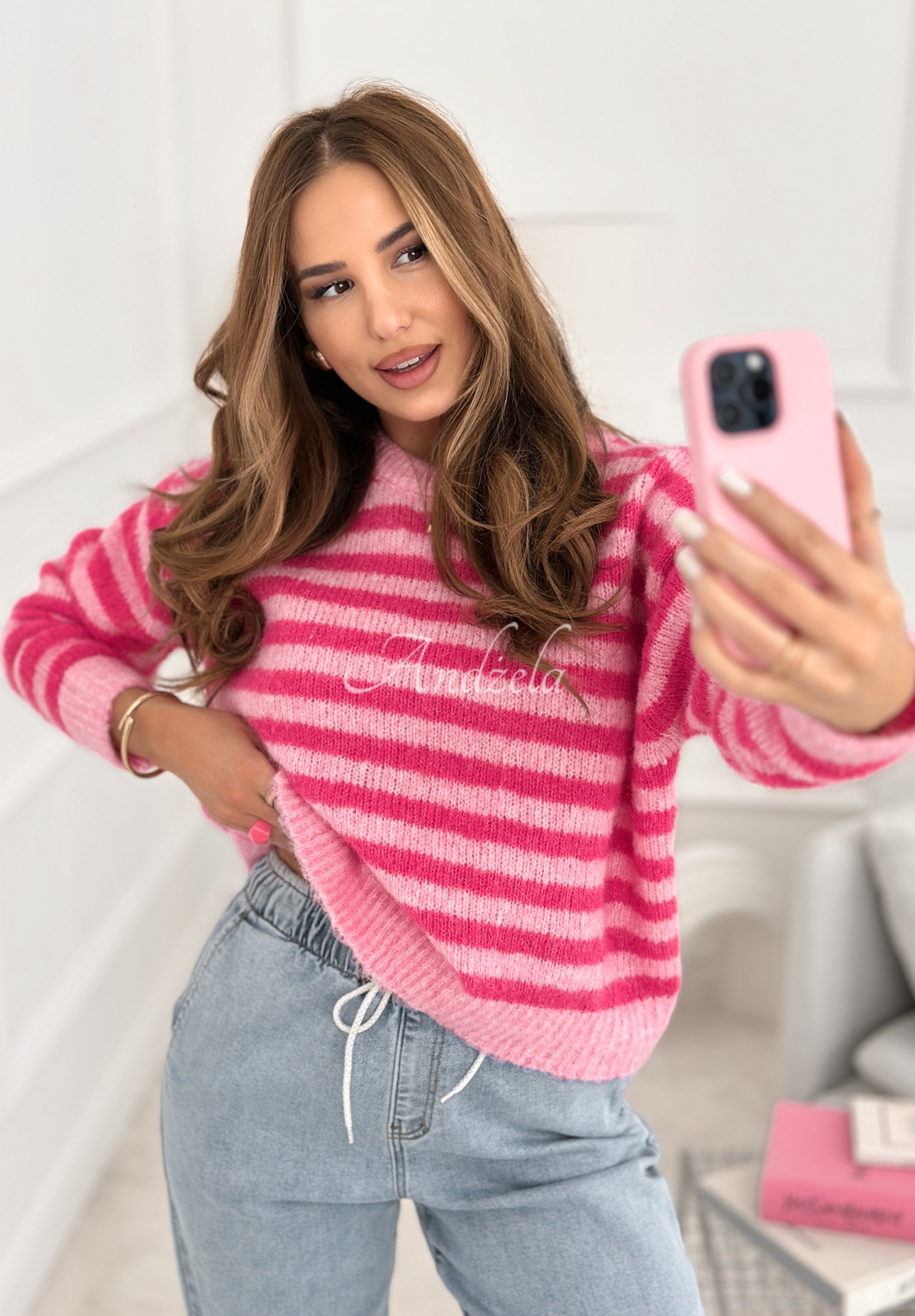 Candy Lines pink striped wool sweater