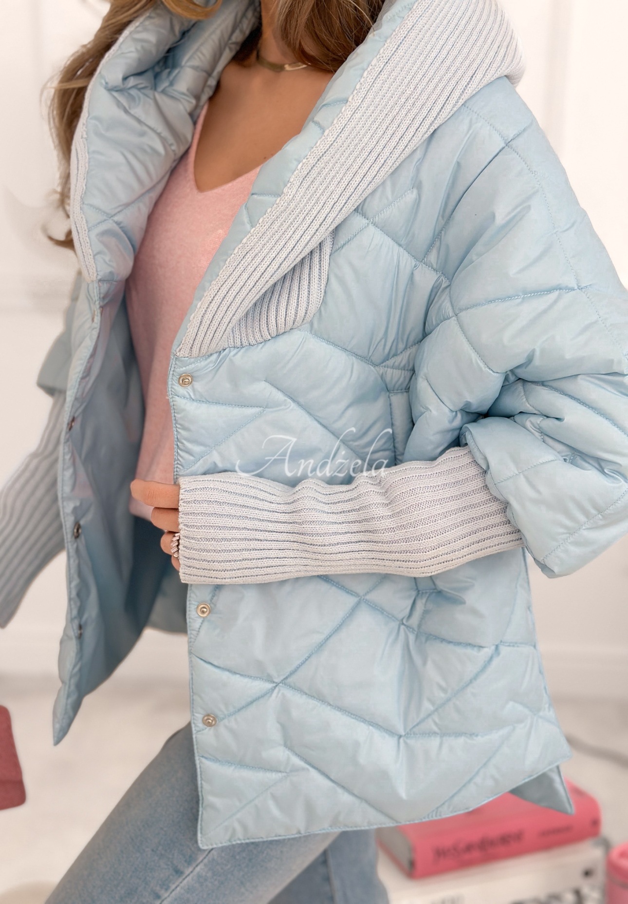 Sancha oversized hooded jacket, sky blue