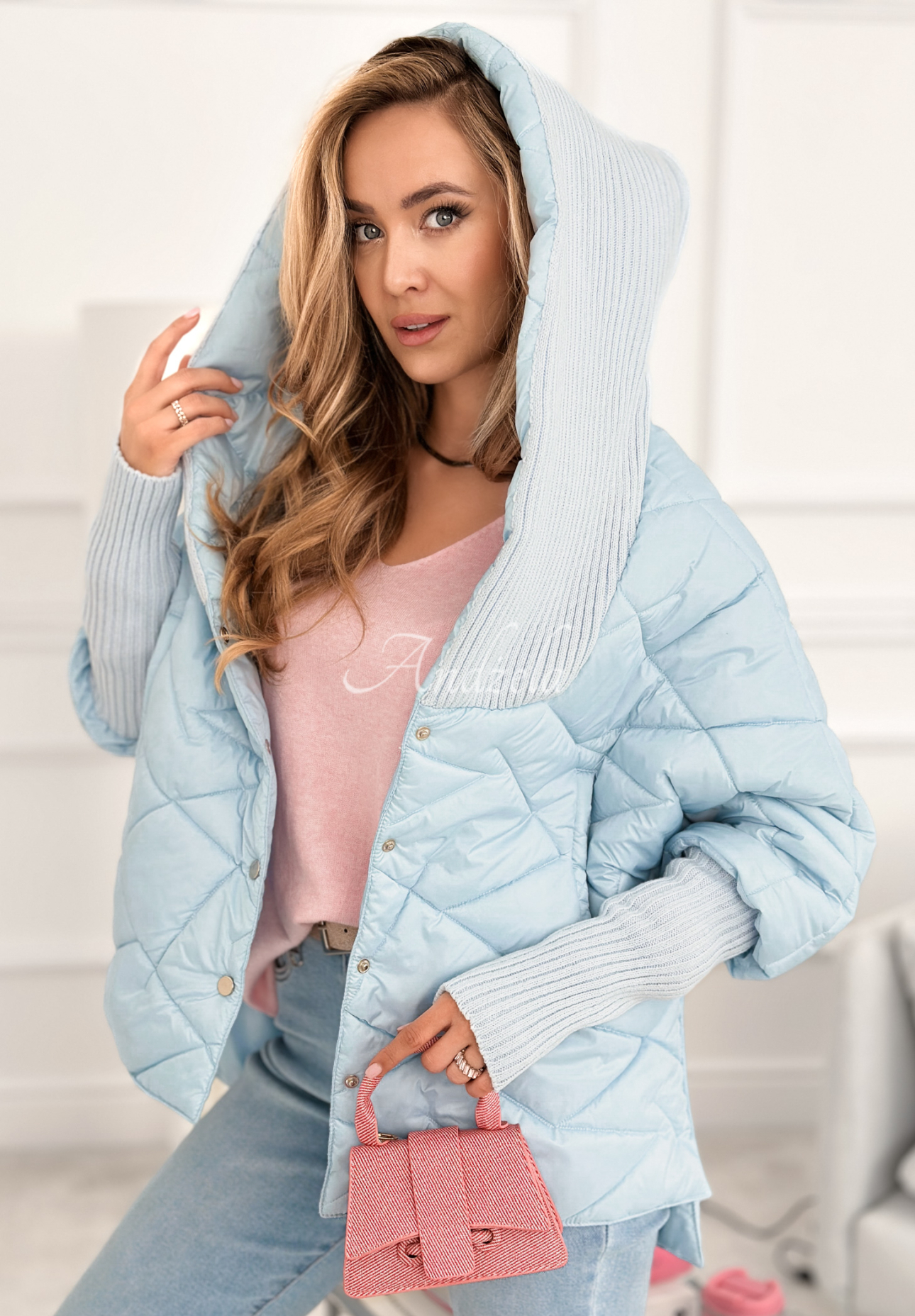 Sancha oversized hooded jacket, sky blue
