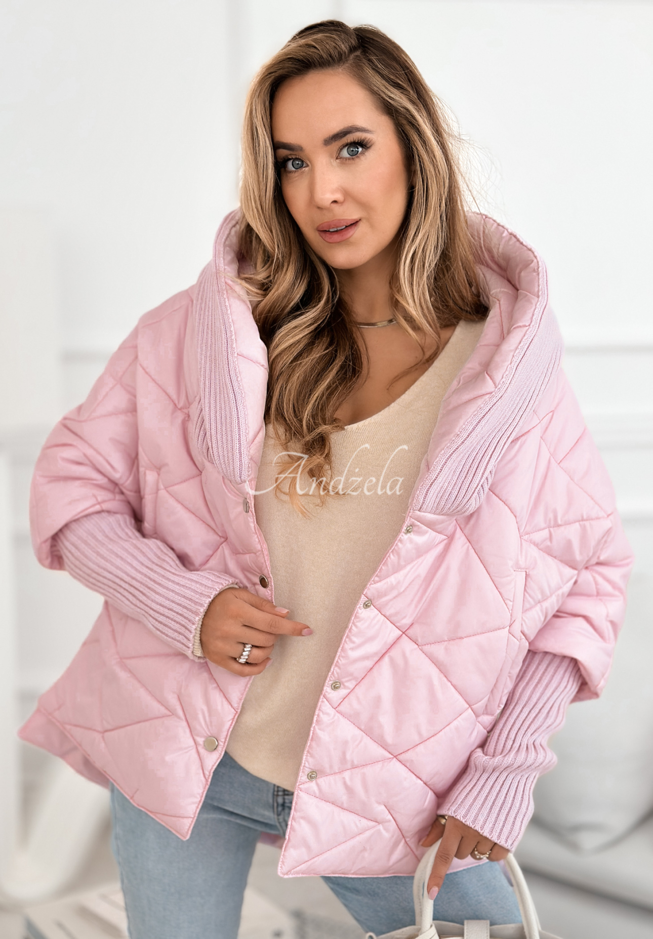 Sancha oversized hooded jacket in light pink