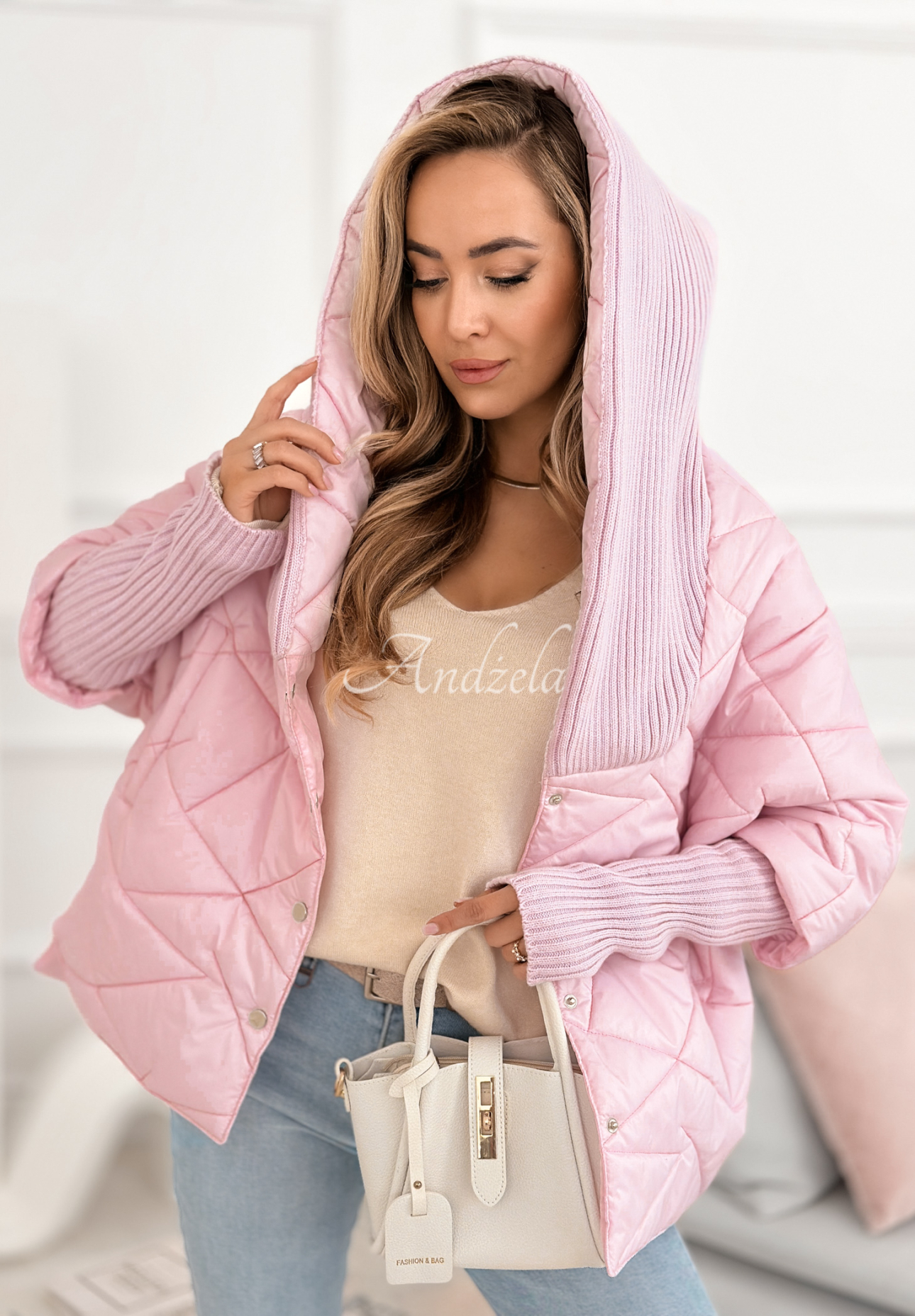 Sancha oversized hooded jacket in light pink