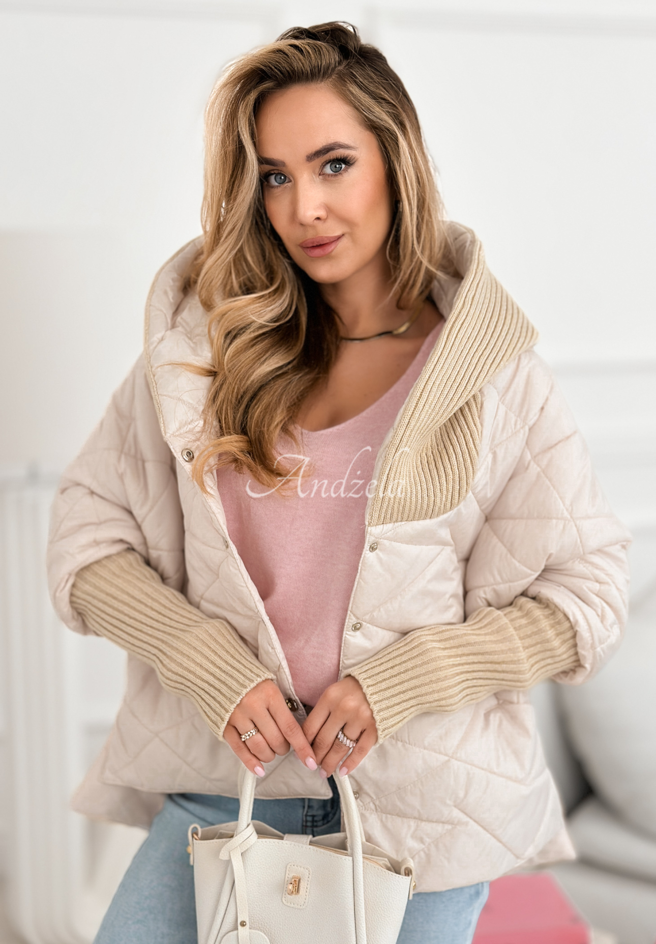 Sancha oversized hooded jacket in light beige