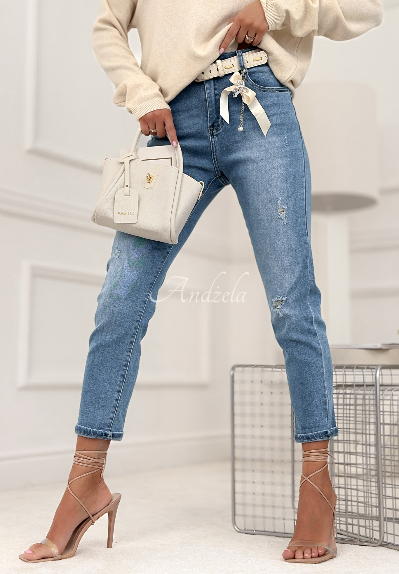 Spodnie jeansowe skinny Blessed With Energy jasnoniebieskie