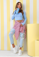 Krótka bluzka longsleeve New Outfits błękitna