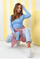 Krótka bluzka longsleeve New Outfits błękitna
