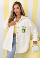 Kurtka kożuszek z nadrukami Capri Dolce Vita ecru
