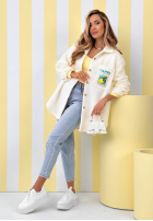 Kurtka kożuszek z nadrukami Capri Dolce Vita ecru